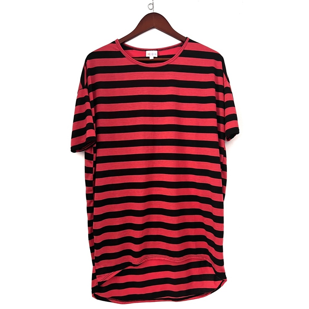 Lularoe Irma pink and black stripes size small